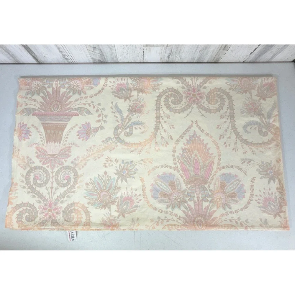 Atelier Martex Full Sheet Set Cream Pink Floral Paisley Cotton Vintage USA READ